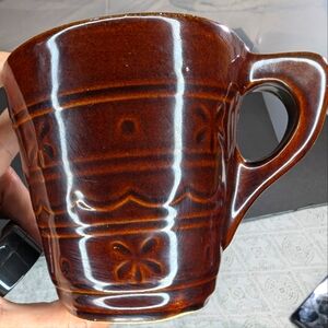 Mar-crest Daisy Dot vintage MCM brown stoneware 12oz tea/coffee mug